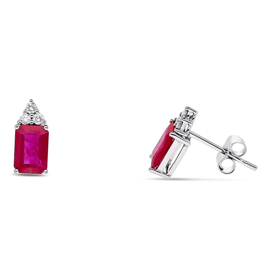 Gem Shopping Cut By Ben Ruby And Diamond Earrings In 14K | Ruby