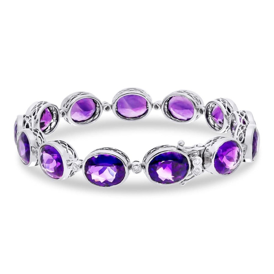 Gem Shopping Siberian Amethyst And Diamond Bracelet In 18K White Gold | Amethyst