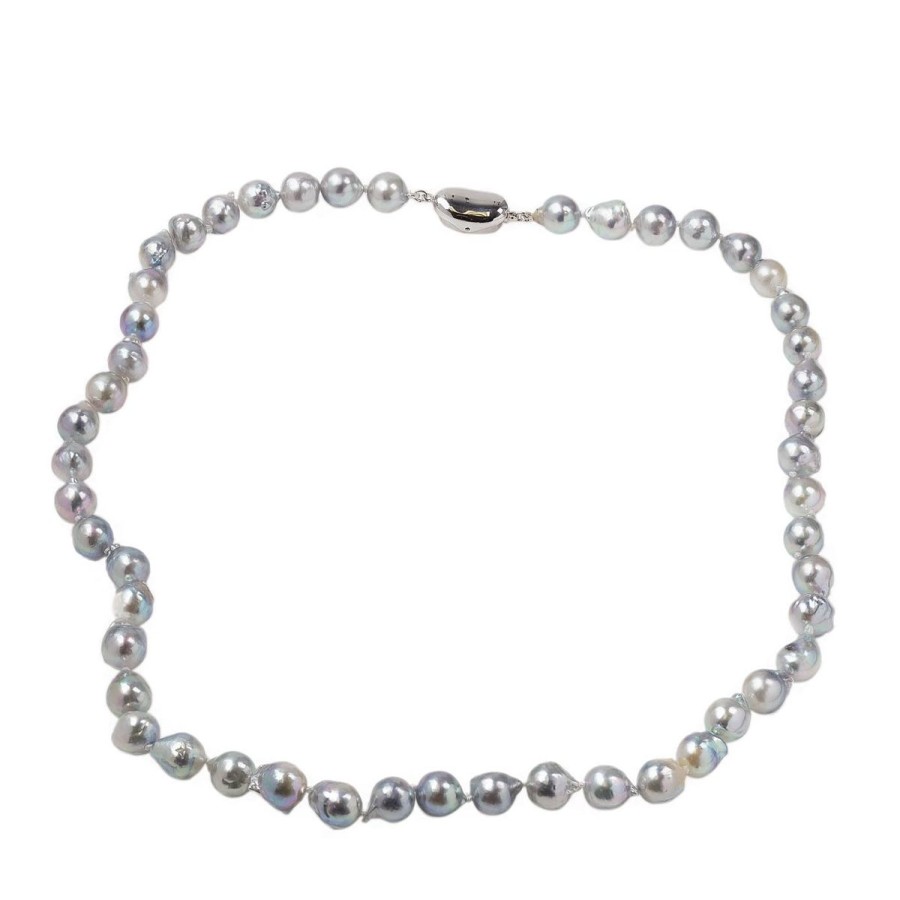 Gem Shopping Akoya Cultured Pearl Necklace In Sterling Silver | Pearl