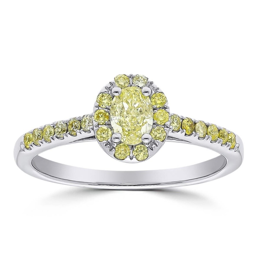 Gem Shopping Yellow Diamond Ring In 14K White Gold | Diamond