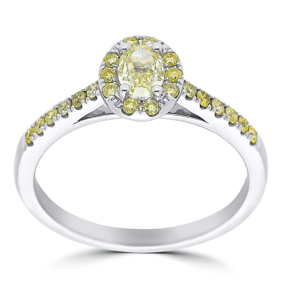 Gem Shopping Yellow Diamond Ring In 14K White Gold | Diamond