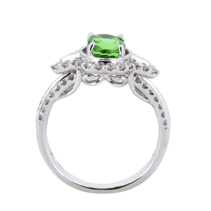 Gem Shopping Tsavorite Garnet And Diamond Ring In 18K White Gold | Garnet