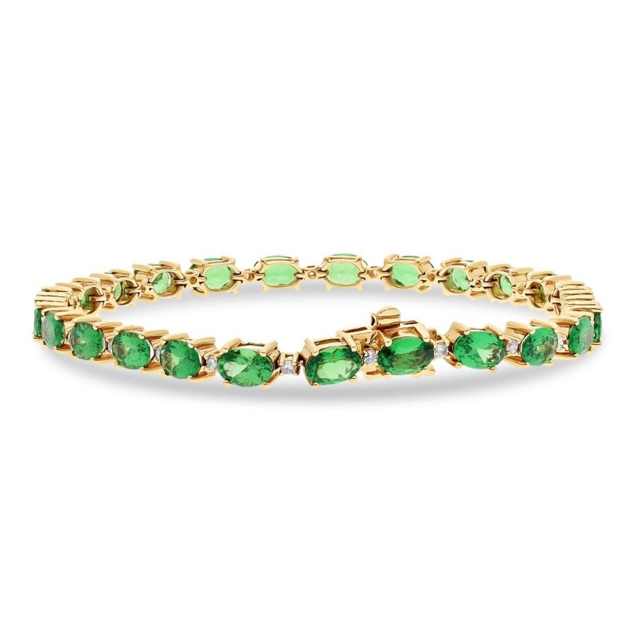 Gem Shopping Tsavorite Garnet And Diamond Bracelet In 14K Yellow Gold | Garnet