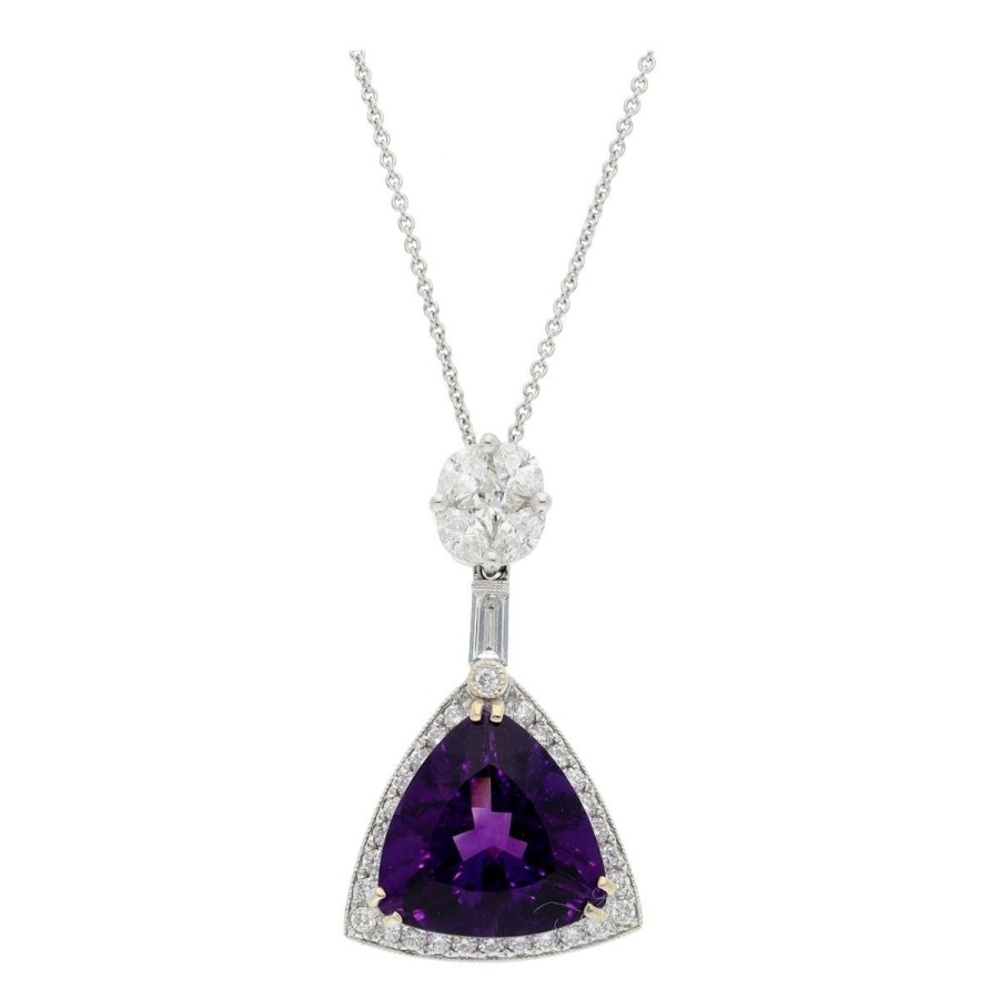 Gem Shopping Siberian Amethyst And Diamond Pendant In 18K White Gold | Amethyst