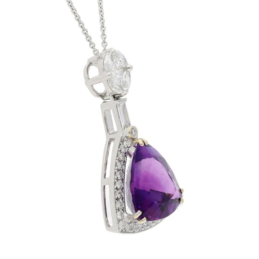 Gem Shopping Siberian Amethyst And Diamond Pendant In 18K White Gold | Amethyst