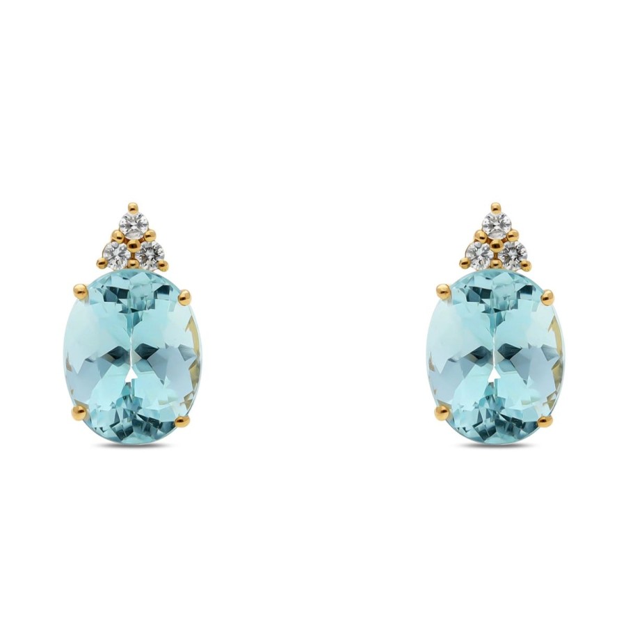 Gem Shopping Cut By Ben Aquamarine And Diamond Earrings In 14K | Aquamarine