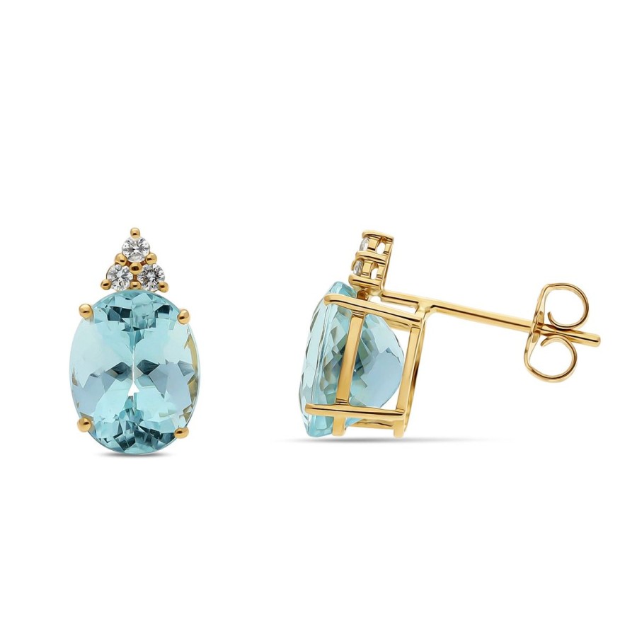 Gem Shopping Cut By Ben Aquamarine And Diamond Earrings In 14K | Aquamarine