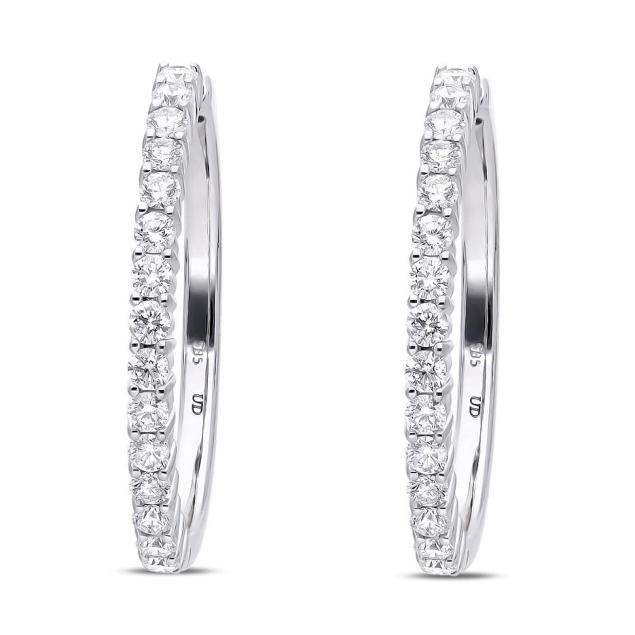 Gem Shopping 1 1/2 Ctw Diamond Hoop Earrings In 14K | Diamond