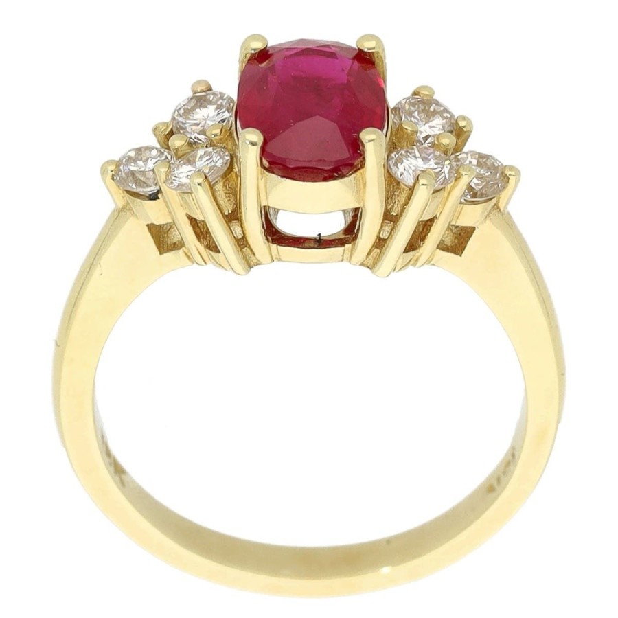 Gem Shopping Ruby And Diamond Ring In 18K Yellow Gold | Ruby