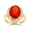 Gem Shopping Cut By Ben Fire Opal And Diamond Ring In 14K | Fire Opal