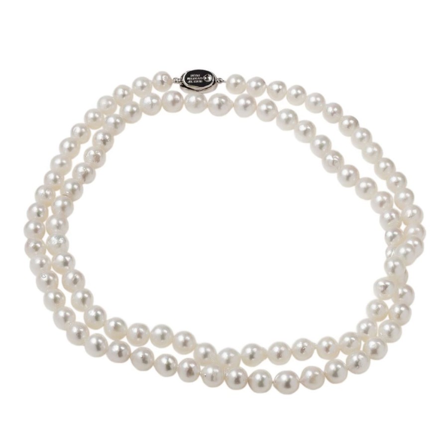 Gem Shopping Akoya Cultured Pearl Necklace In Sterling Silver | Pearl