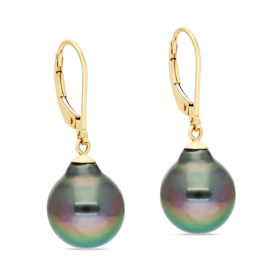 Gem Shopping Aquarian Pearls Cultured Tahitian Pearl Earrings In 14K | Pearl