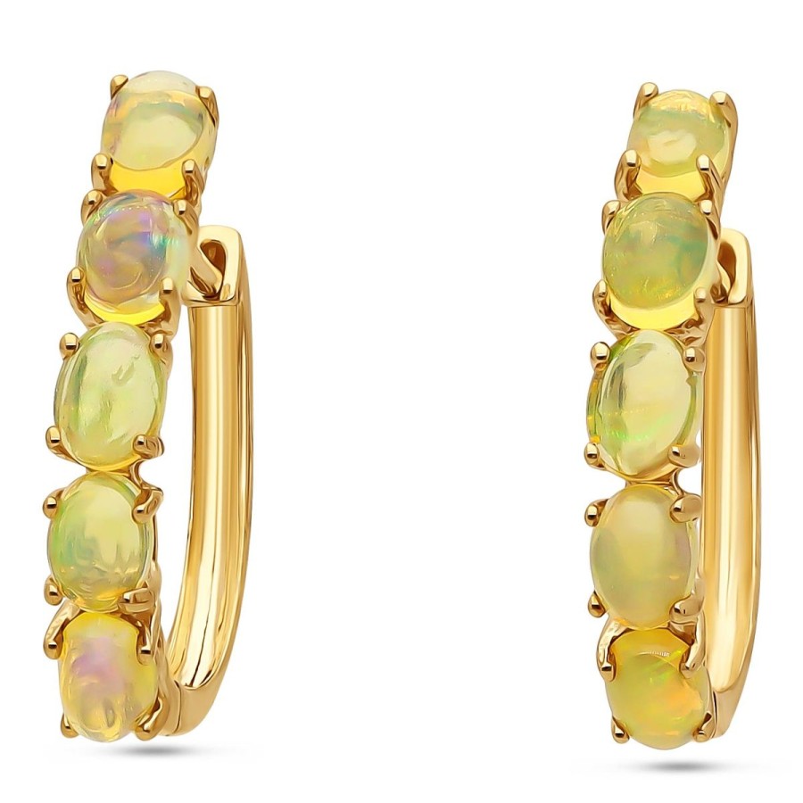 Gem Shopping Cirari Couture Opal Huggie Hoop Earrings In 10K | Opal