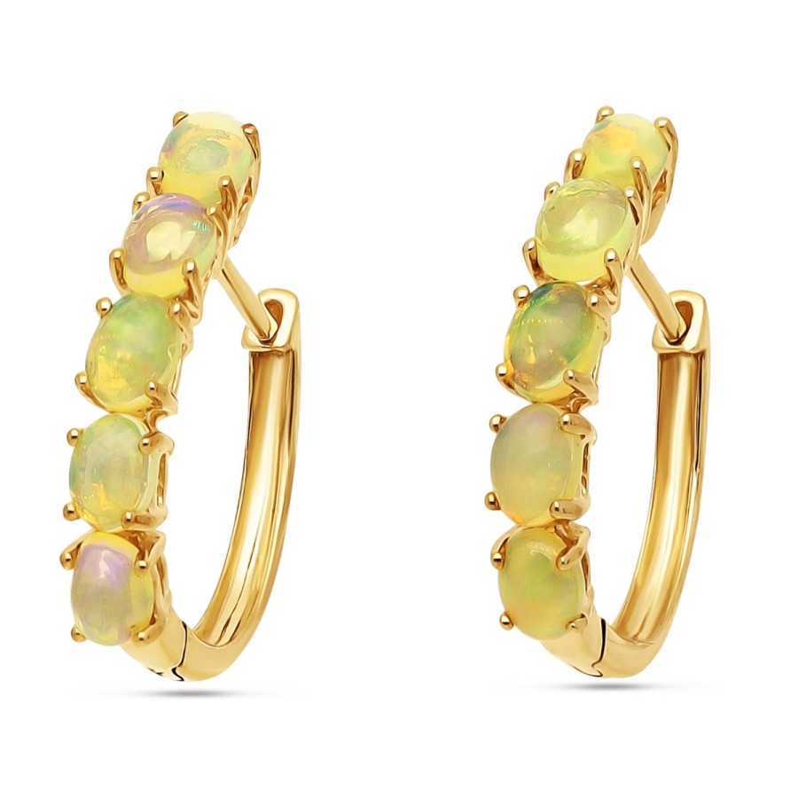 Gem Shopping Cirari Couture Opal Huggie Hoop Earrings In 10K | Opal