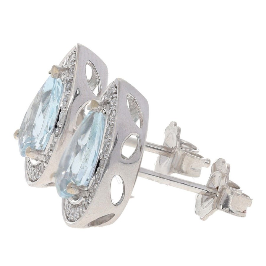 Gem Shopping Effy Aquamarine And Diamond Stud Earrings In 14K | Aquamarine