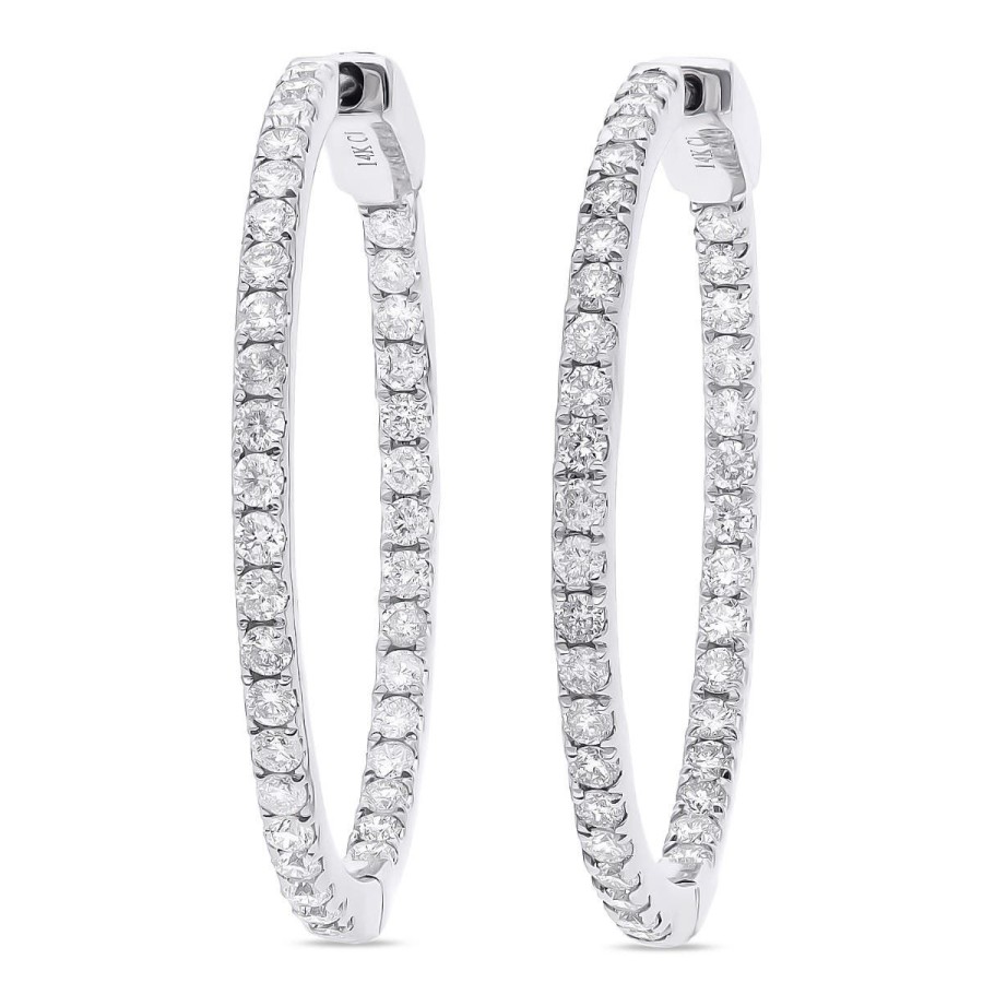 Gem Shopping Cirari Couture Diamond Hoop Earrings In 14K White Gold | Diamond