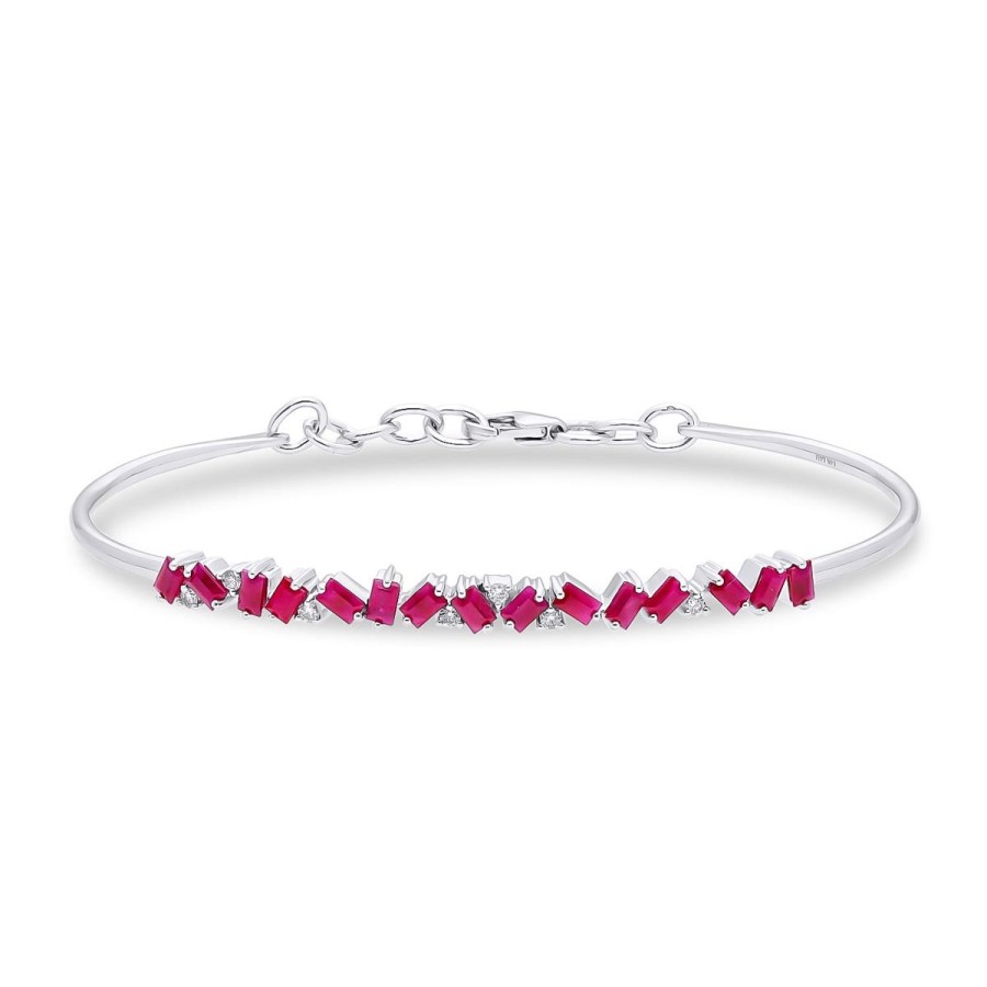 Gem Shopping Ruby And Diamond Bangle Bracelet In 14K | Ruby