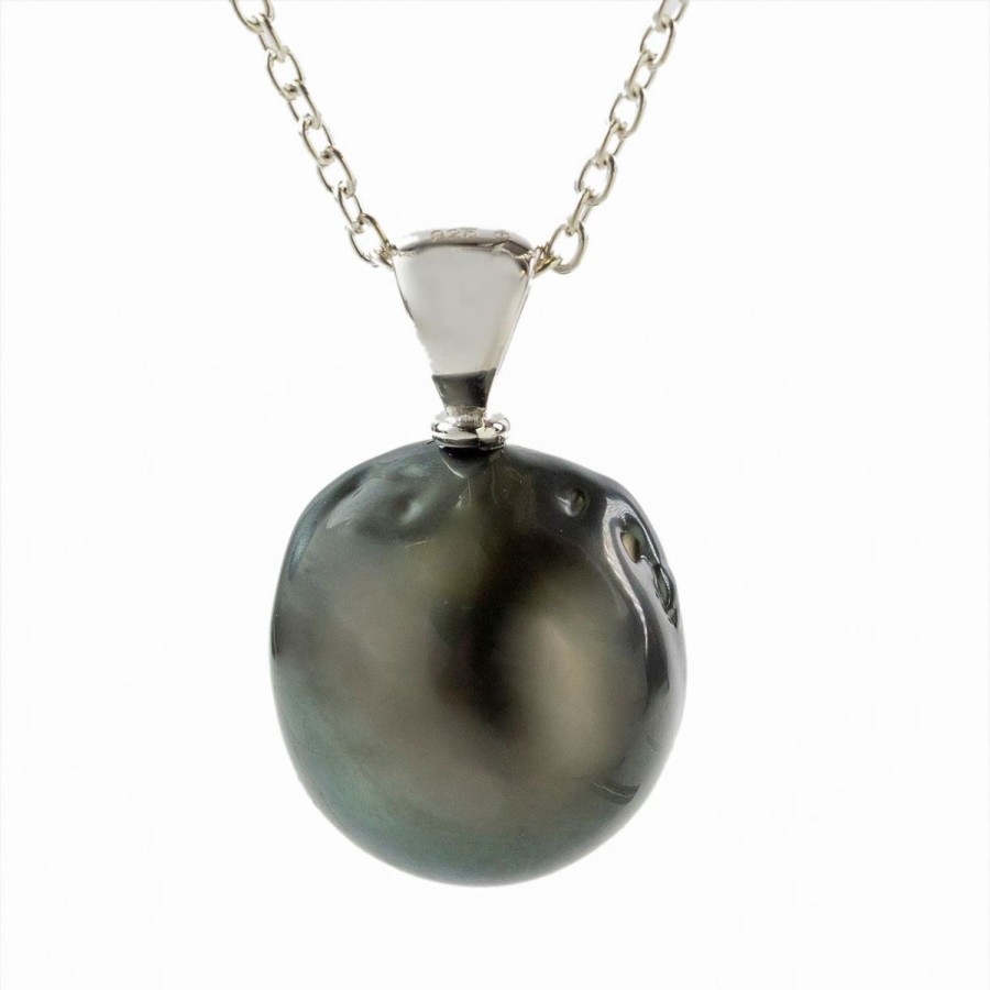 Gem Shopping Nosso Collection Cultured Tahitian Pearl Pendant In Sterling Silver | Pearl