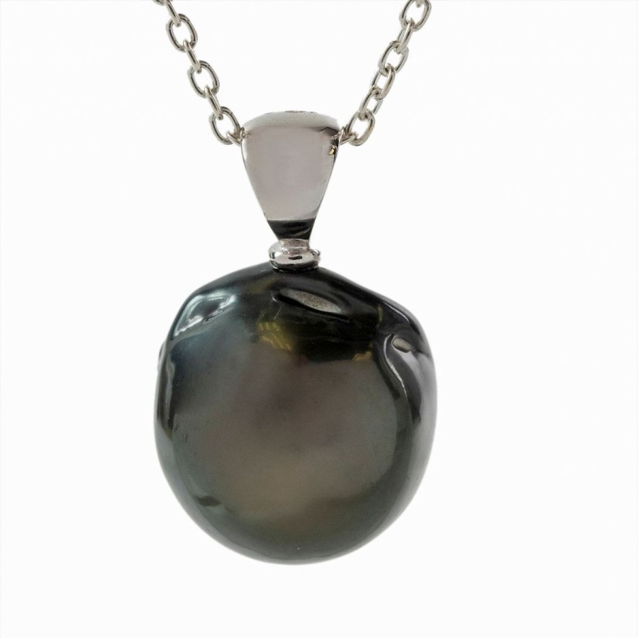 Gem Shopping Nosso Collection Cultured Tahitian Pearl Pendant In Sterling Silver | Pearl