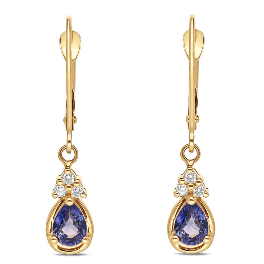 Gem Shopping Cut By Ben Sapphire And Diamond Earrings In 14K | Sapphire