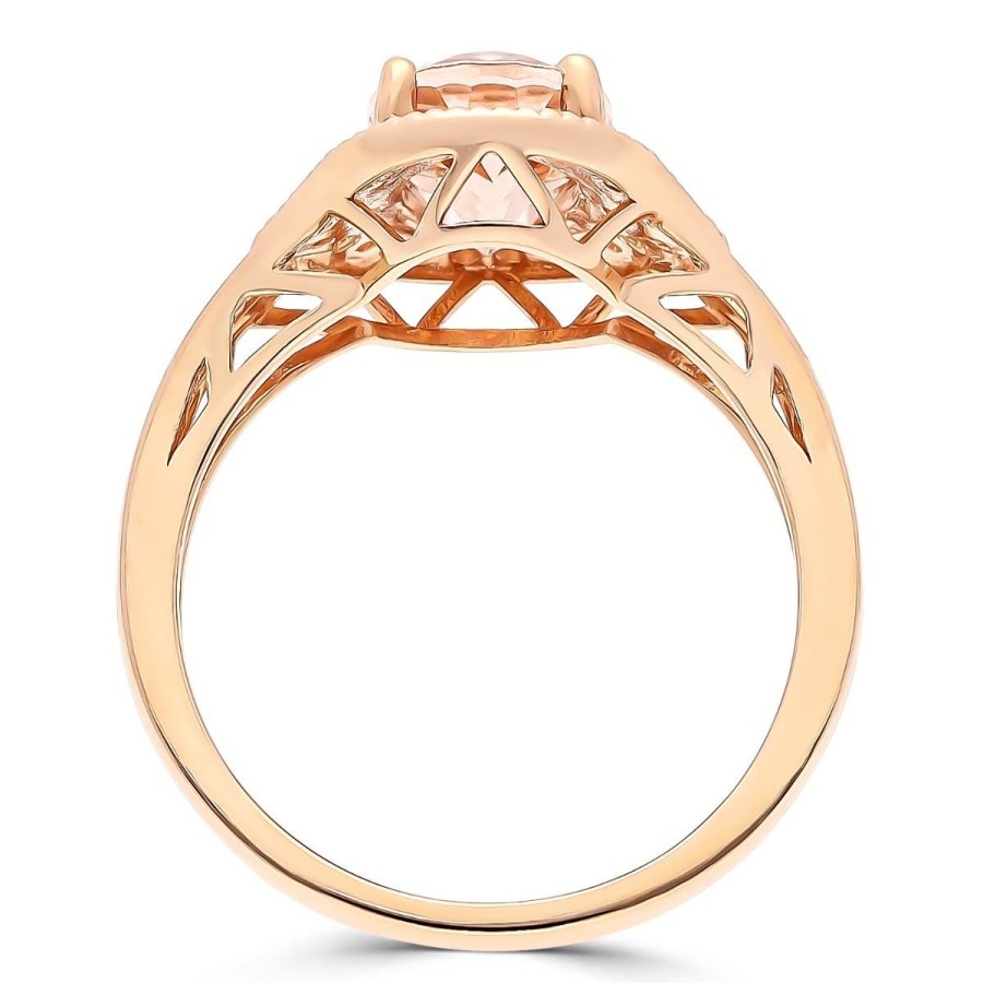 Gem Shopping Cirari Couture Jewels Morganite And Diamond Ring In 14K Rose Gold | Morganite