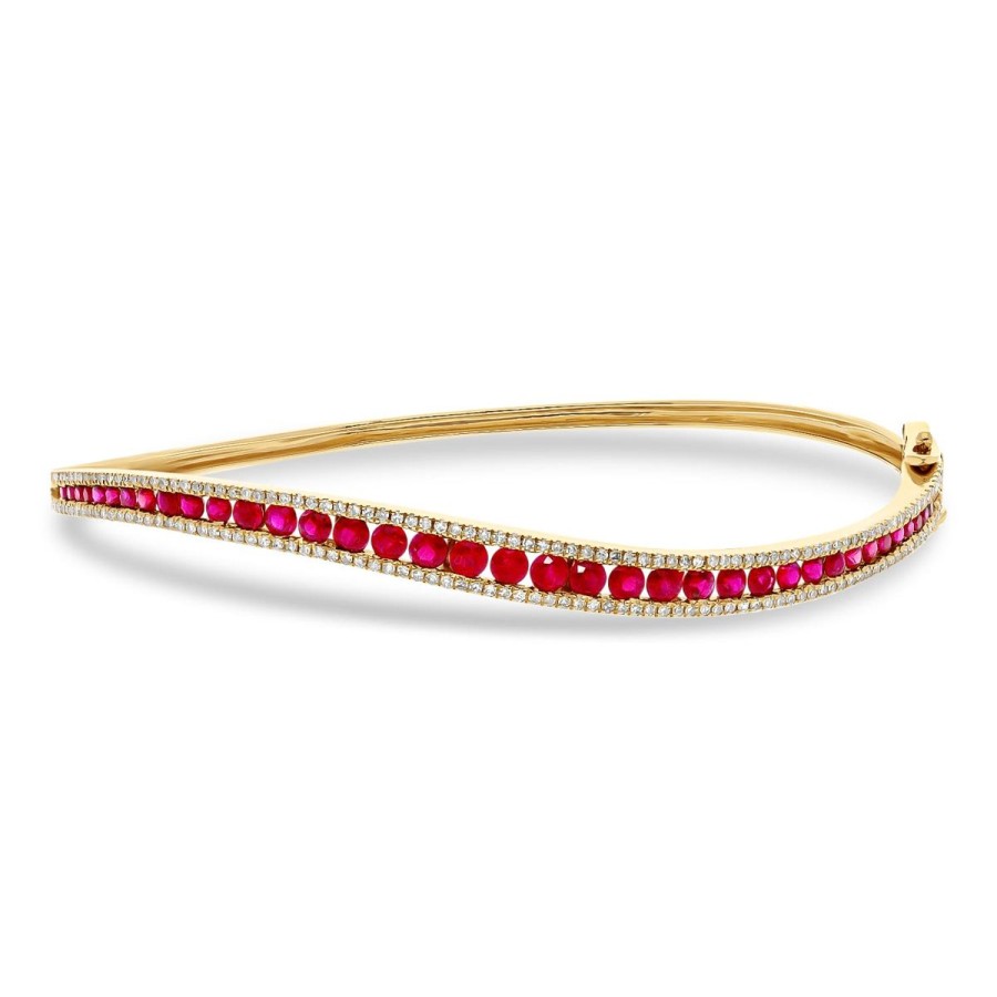 Gem Shopping Ruby And Diamond Bangle In 14K | Ruby