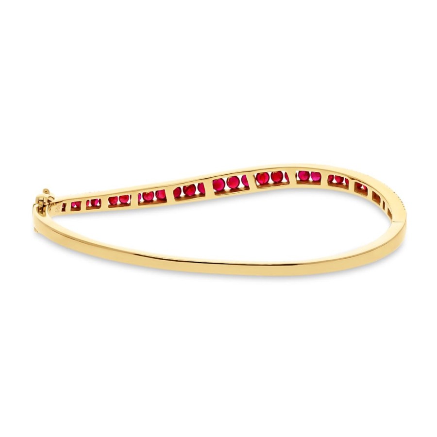 Gem Shopping Ruby And Diamond Bangle In 14K | Ruby