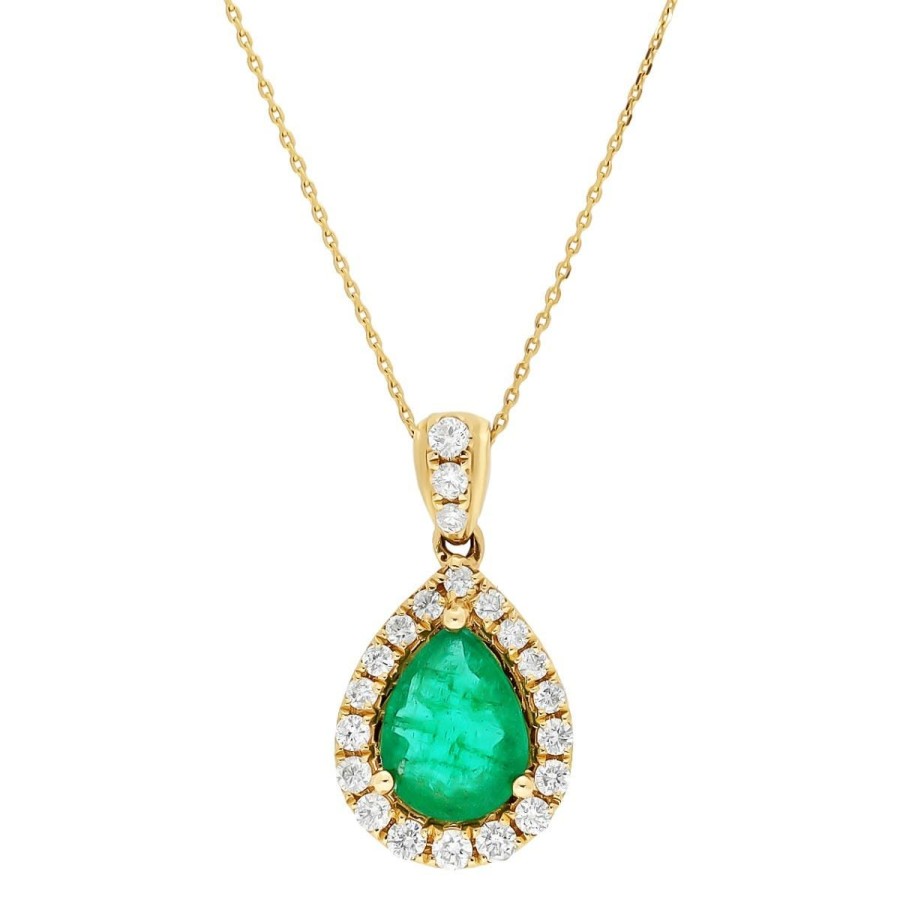 Gem Shopping Gem Bleu Emerald And Diamond Pendant In 14K | Emerald