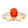 Gem Shopping Cirari Couture Fire Opal And Diamond Ring In 14K Yellow Gold | Fire Opal