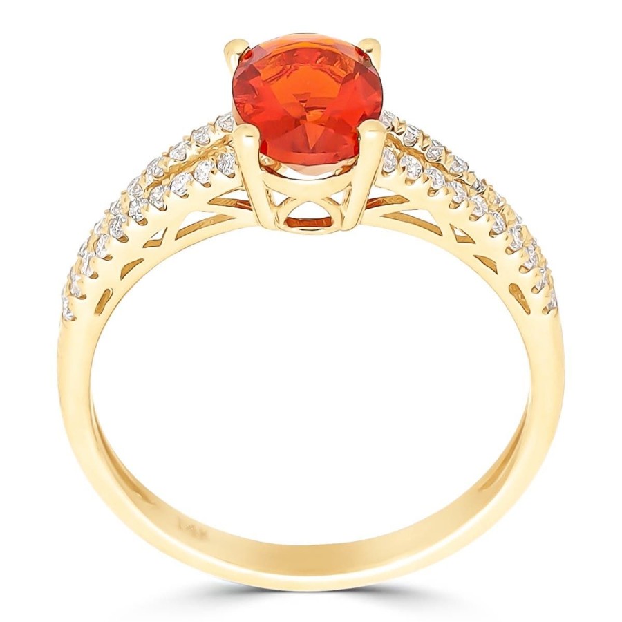 Gem Shopping Cirari Couture Fire Opal And Diamond Ring In 14K Yellow Gold | Fire Opal