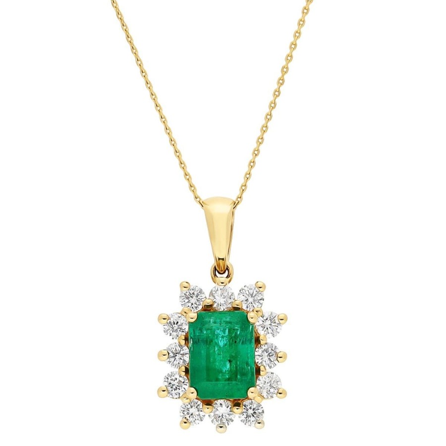 Gem Shopping Gem Bleu Emerald And Diamond Pendant In 14K | Emerald