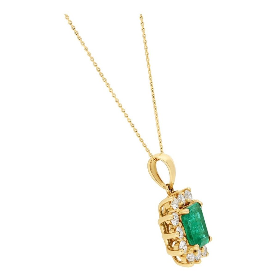 Gem Shopping Gem Bleu Emerald And Diamond Pendant In 14K | Emerald