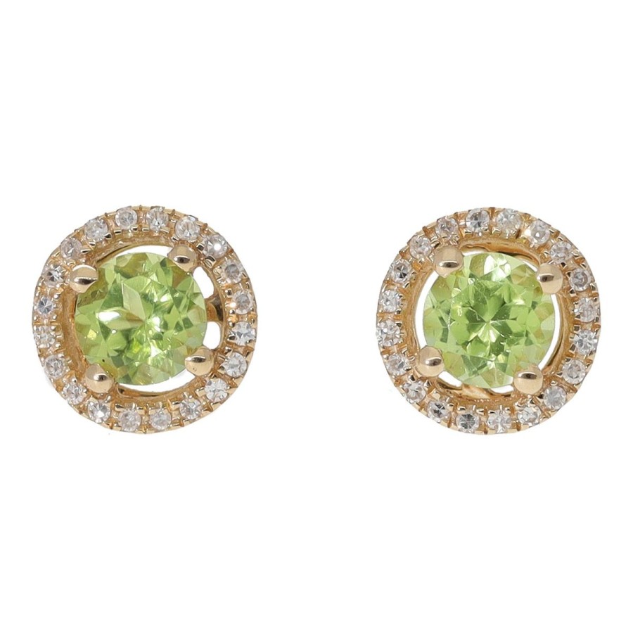 Gem Shopping Lali Jewels Peridot And Diamond Stud Earrings In 14K Yellow Gold | Peridot