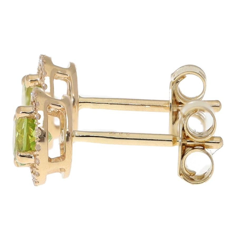 Gem Shopping Lali Jewels Peridot And Diamond Stud Earrings In 14K Yellow Gold | Peridot