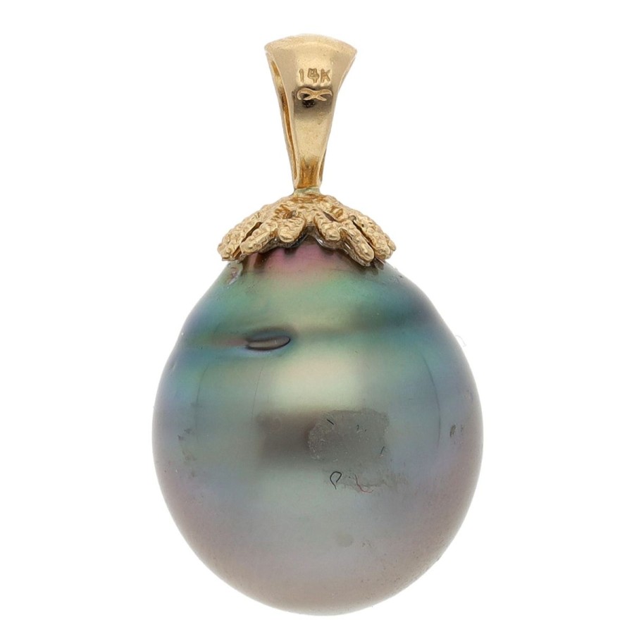 Gem Shopping Cut By Ben Tahitian Cultured Pearl Pendant In 14K Yellow Gold | Pearl