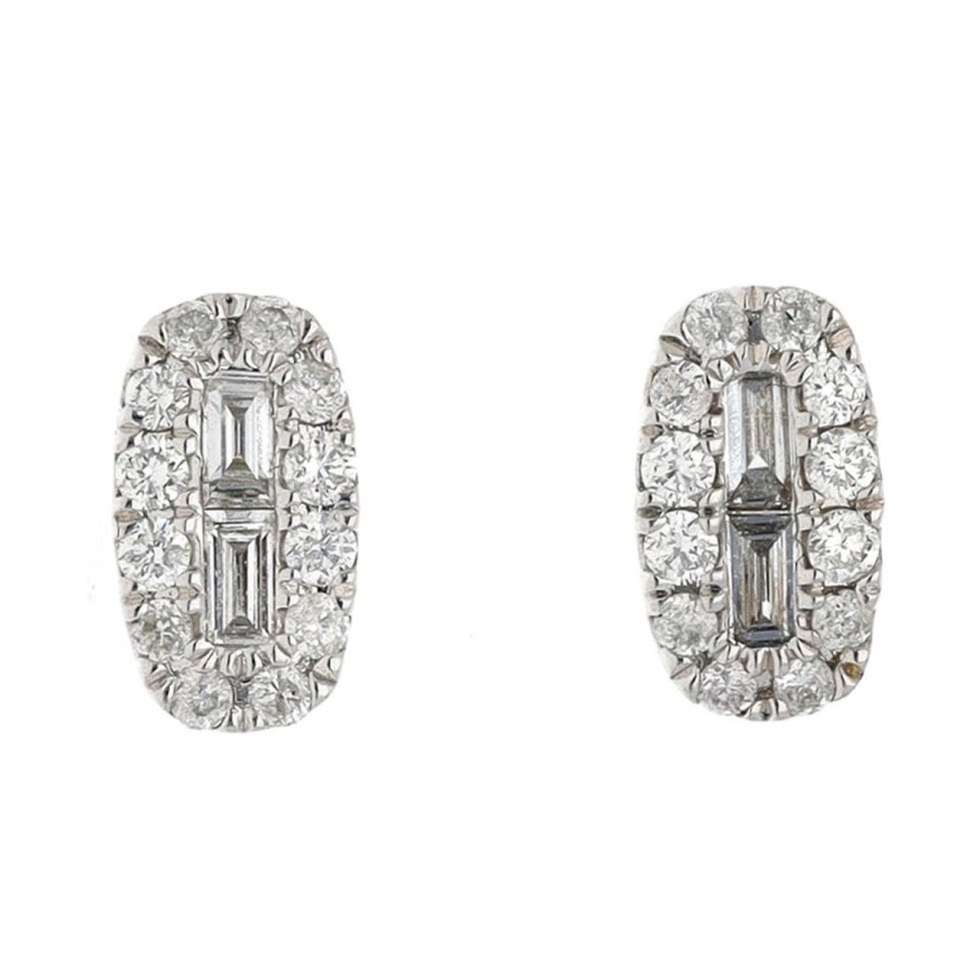 Gem Shopping Diamond Stud Earrings In 18K White Gold | Diamond