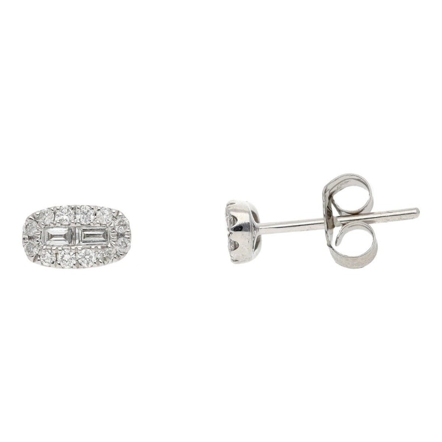 Gem Shopping Diamond Stud Earrings In 18K White Gold | Diamond