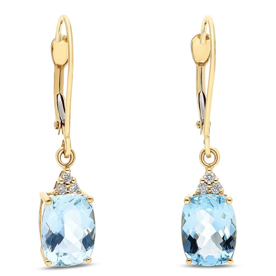 Gem Shopping Cut By Ben Aquamarine And Diamond Earrings In 14K | Aquamarine