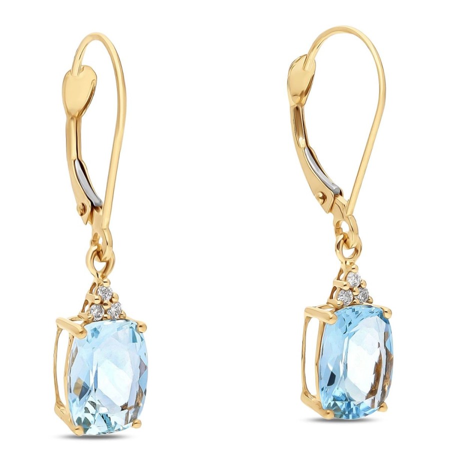 Gem Shopping Cut By Ben Aquamarine And Diamond Earrings In 14K | Aquamarine