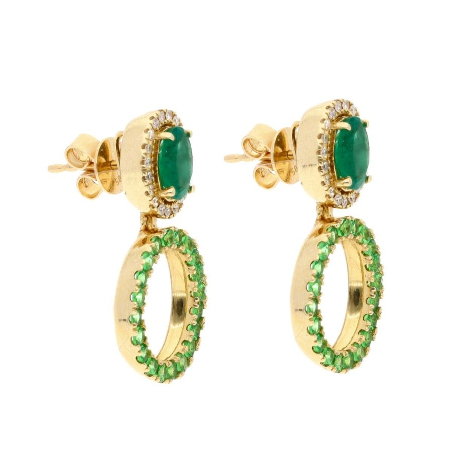 Gem Shopping Effy Emerald, Diamond And Tsavorite Earrings In 14K Yellow Gold | Emerald