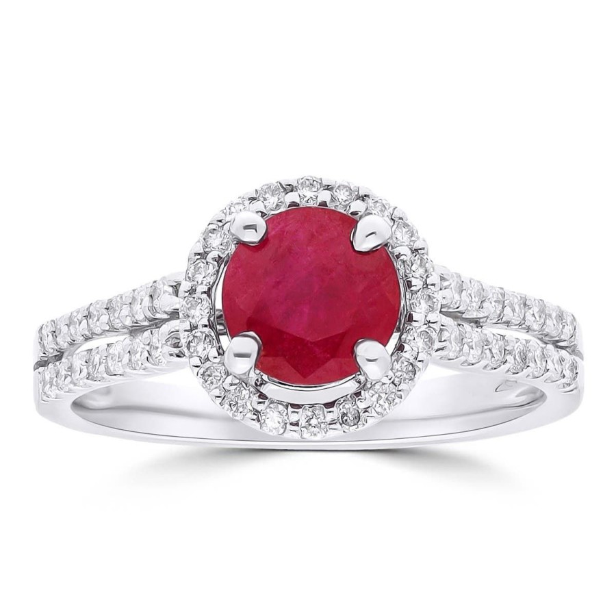 Gem Shopping Ruby And Diamond Ring In 18K White Gold | Ruby