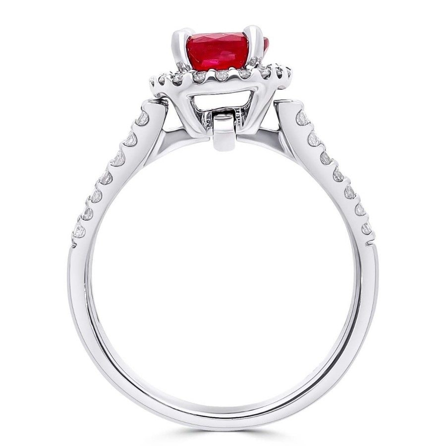 Gem Shopping Ruby And Diamond Ring In 18K White Gold | Ruby