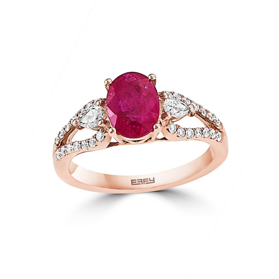 Gem Shopping Effy Ruby And Diamond Ring In 14K Rose Gold | Ruby