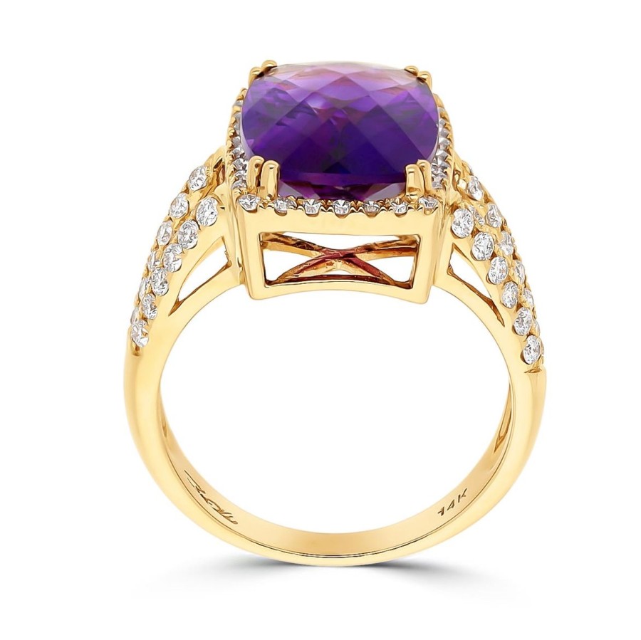 Gem Shopping Cut By Ben Siberian Amethyst And Diamond Ring In 14K | Amethyst