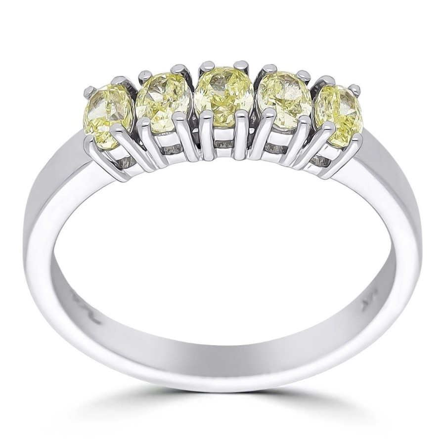 Gem Shopping Yellow Diamond Five Stone Band In 14K White Gold | Diamond