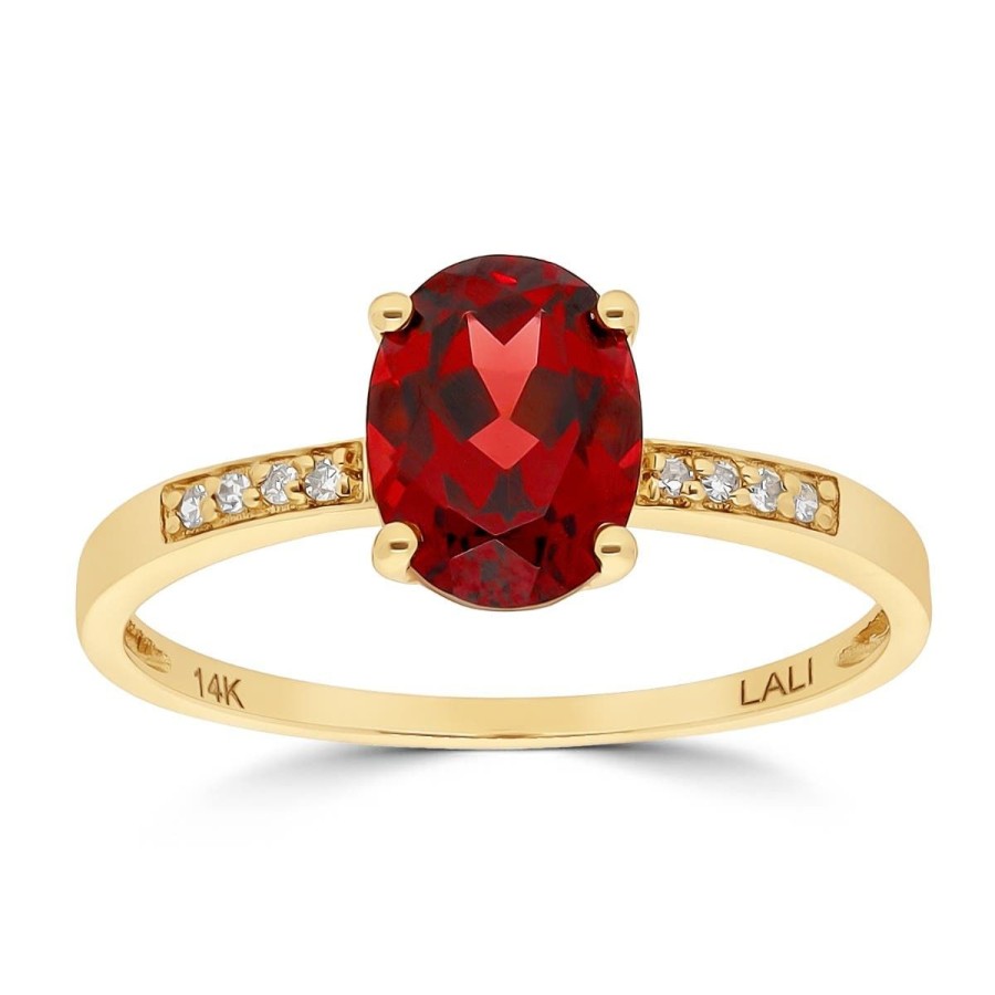 Gem Shopping Lali Jewels Garnet And Diamond Ring In 14K Yellow Gold | Garnet