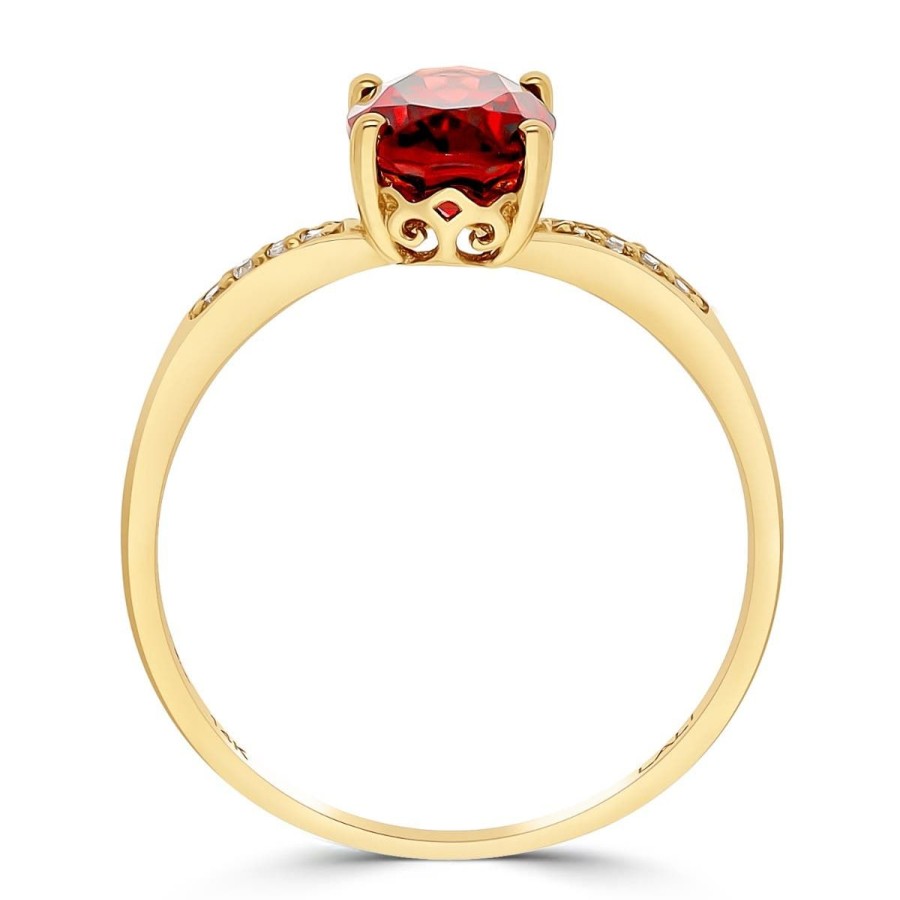 Gem Shopping Lali Jewels Garnet And Diamond Ring In 14K Yellow Gold | Garnet