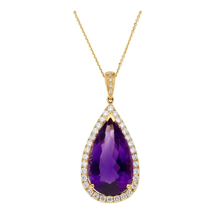 Gem Shopping Cut By Ben Amethyst And Diamond Pendant In 14K | Amethyst