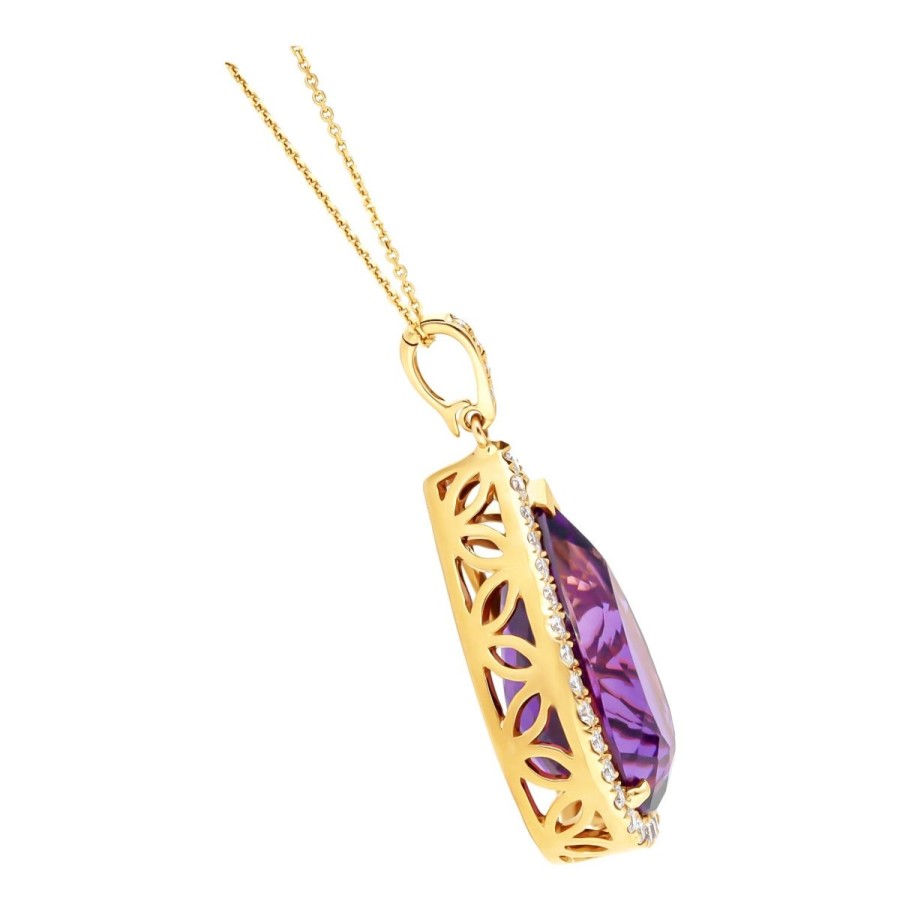 Gem Shopping Cut By Ben Amethyst And Diamond Pendant In 14K | Amethyst