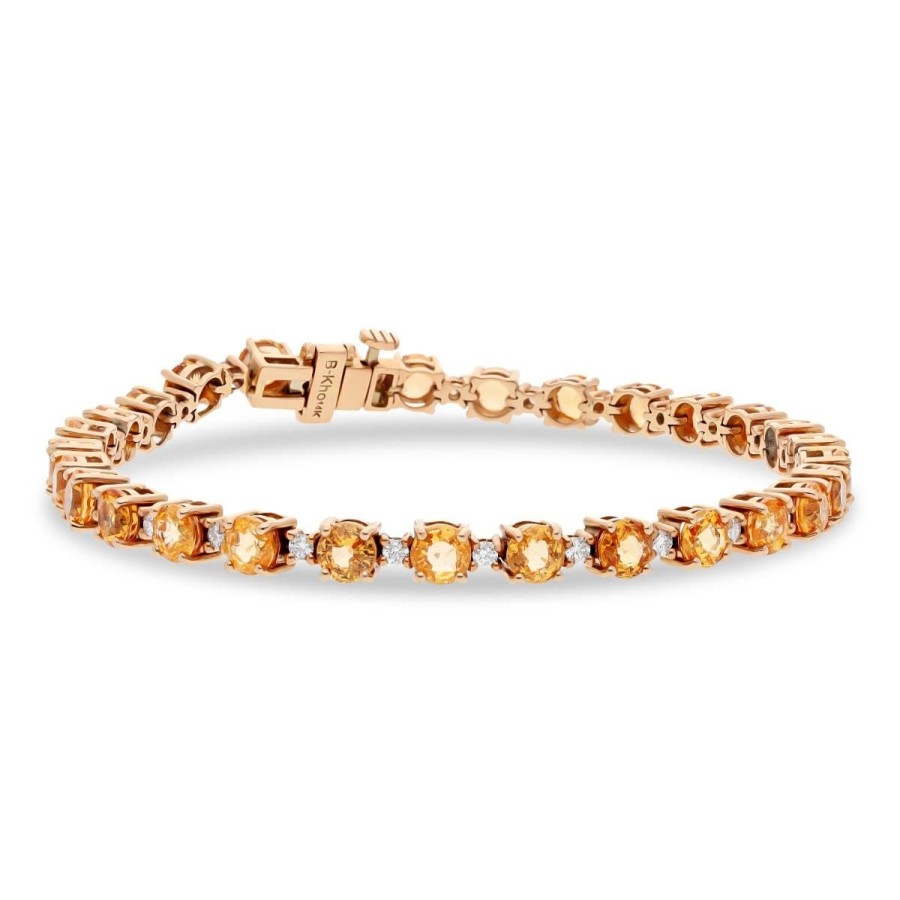 Gem Shopping Mandarin Garnet And Diamond Bracelet In 14K Rose Gold | Garnet